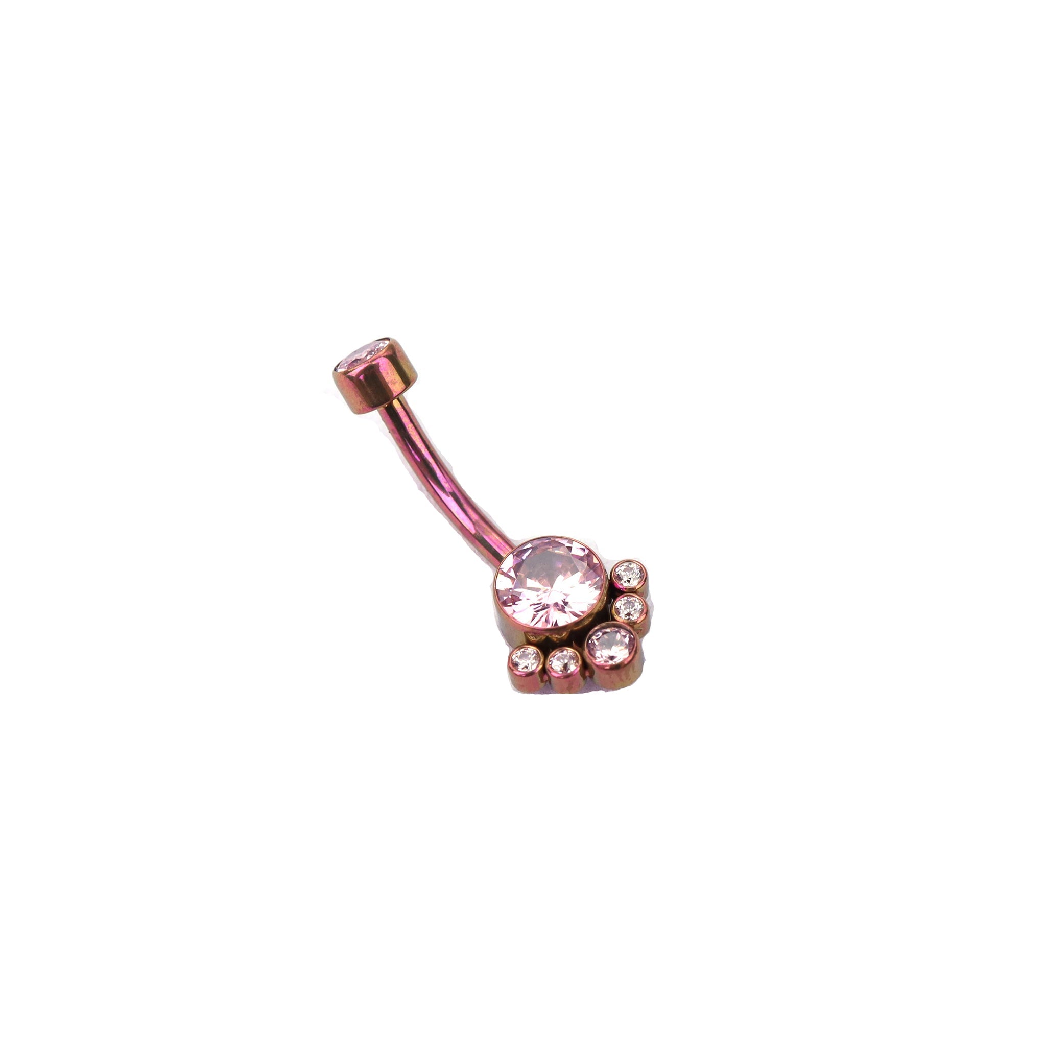 Rainbow CZ Cat Paw Titanium Navel Ring - Rainbow CZ Cat Paw Titanium Navel Ring - Pink by CRUXJEWELRY