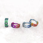 16G Three Row Triple Segment CZ Titanium Ring - 16G Three Row Triple Segment CZ Titanium Ring - Sliver by CRUXJEWELRY