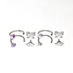 Butterfly CZ Internally Threaded Titanium Horseshoe Ring - Butterfly CZ Internally Threaded Titanium Horseshoe Ring - Purple by CRUXJEWELRY