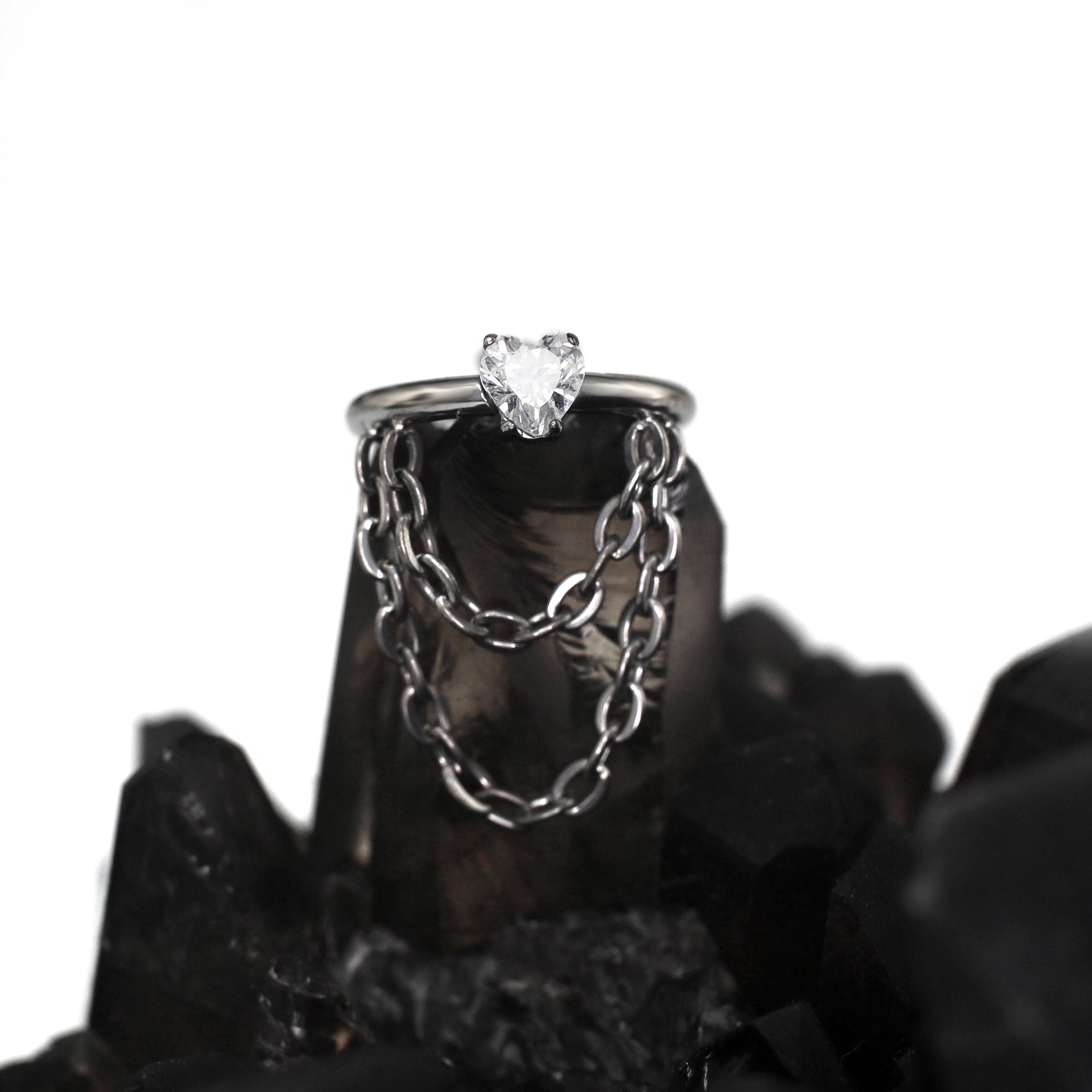 Heart-shaped CZ Chains Segment Hoop - Heart-shaped CZ Chains Segment Hoop - Default Title by CRUXJEWELRY
