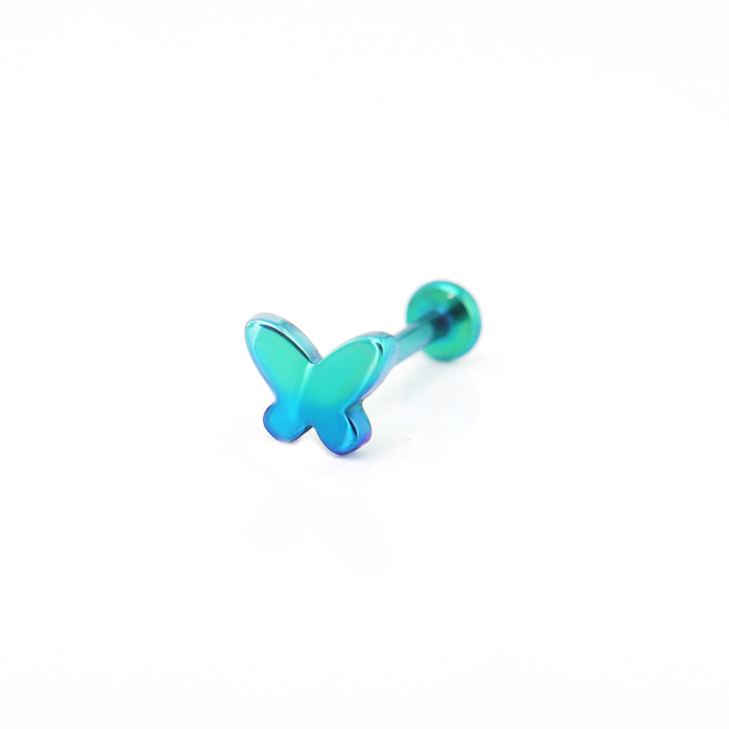 Colorful Gradient Butterfly Titanium - Nose/Ear Stud - Colorful Gradient Butterfly Titanium - Nose/Ear Stud - Green-Yellow Gradient / 6 mm by CRUXJEWELRY
