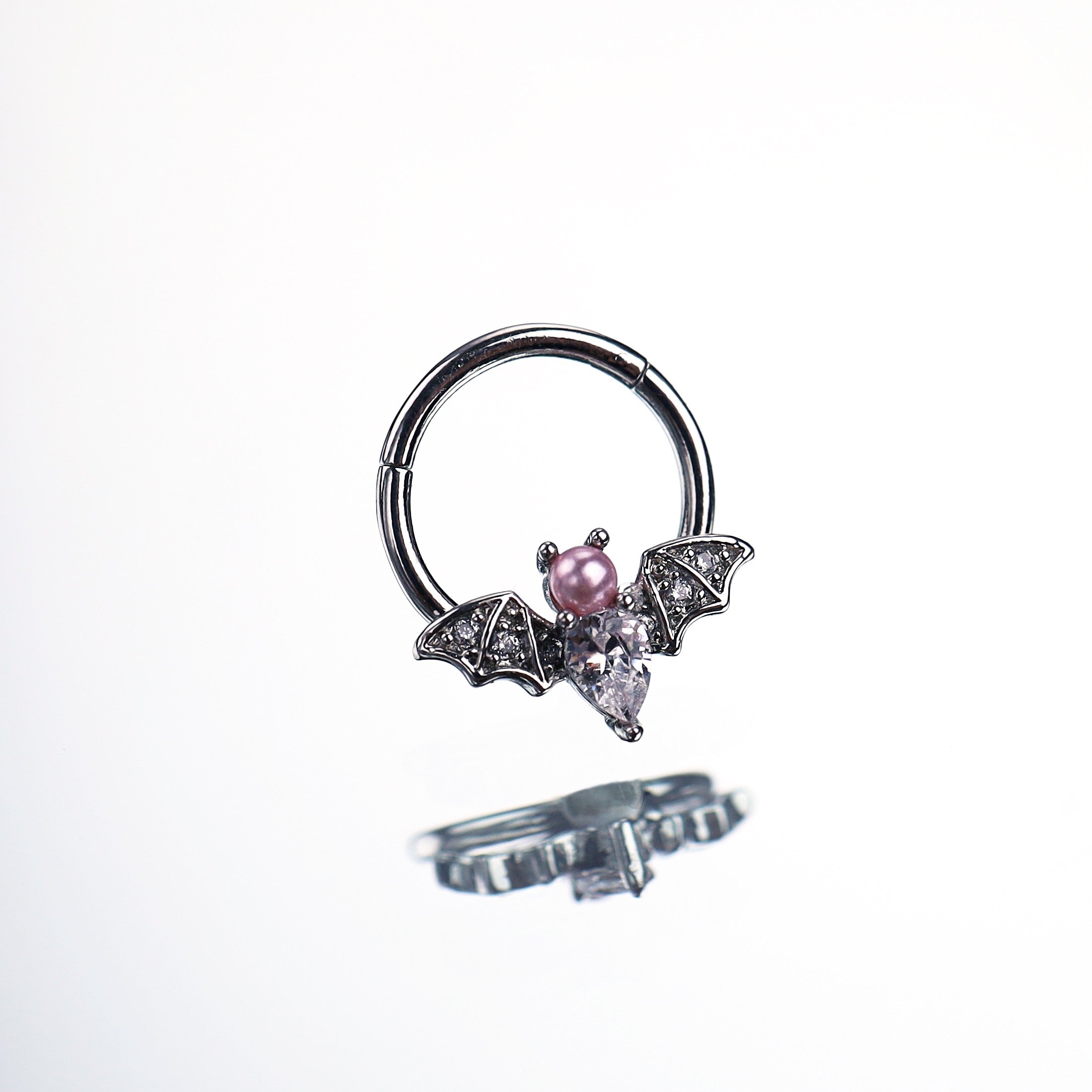 Pearl Bat stainless steel Clicker Ring - Pearl Bat stainless steel Clicker Ring - Default Title by CRUXJEWELRY