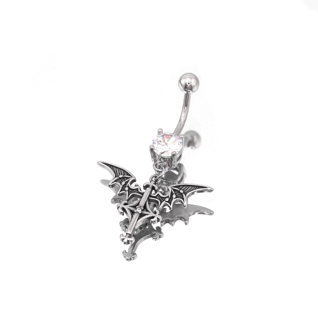 Bat Wing Dangle stainless steel Belly Ring - Bat Wing Dangle stainless steel Belly Ring - Default Title by CRUXJEWELRY