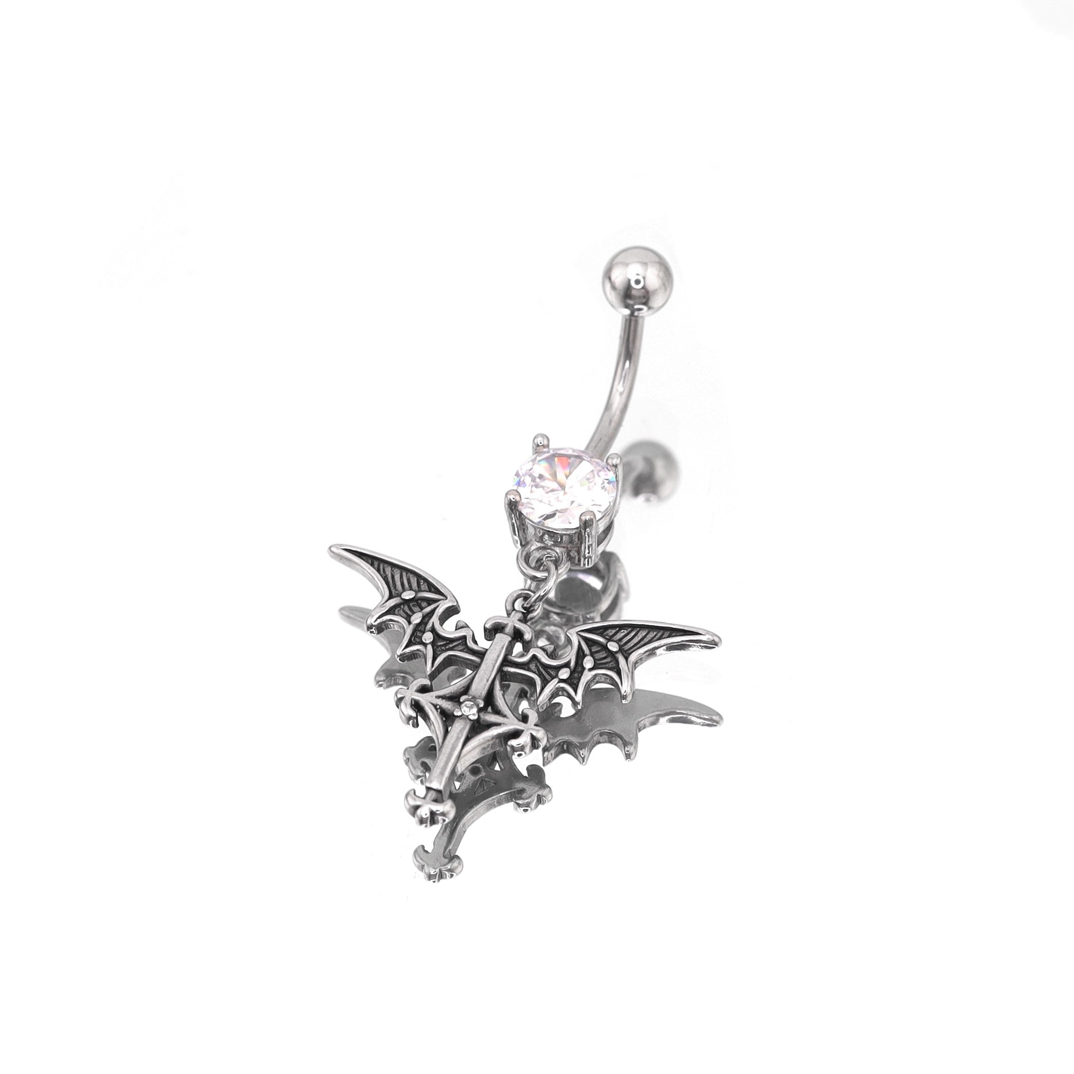 Bat Wing Dangle stainless steel Belly Ring - Bat Wing Dangle stainless steel Belly Ring - Default Title by CRUXJEWELRY
