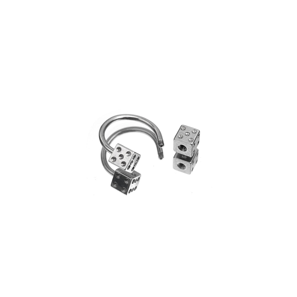 Externally Threaded Dice Stainless Steel Horseshoe Ring - Externally Threaded Dice Stainless Steel Horseshoe Ring - 8mm by CRUXJEWELRY
