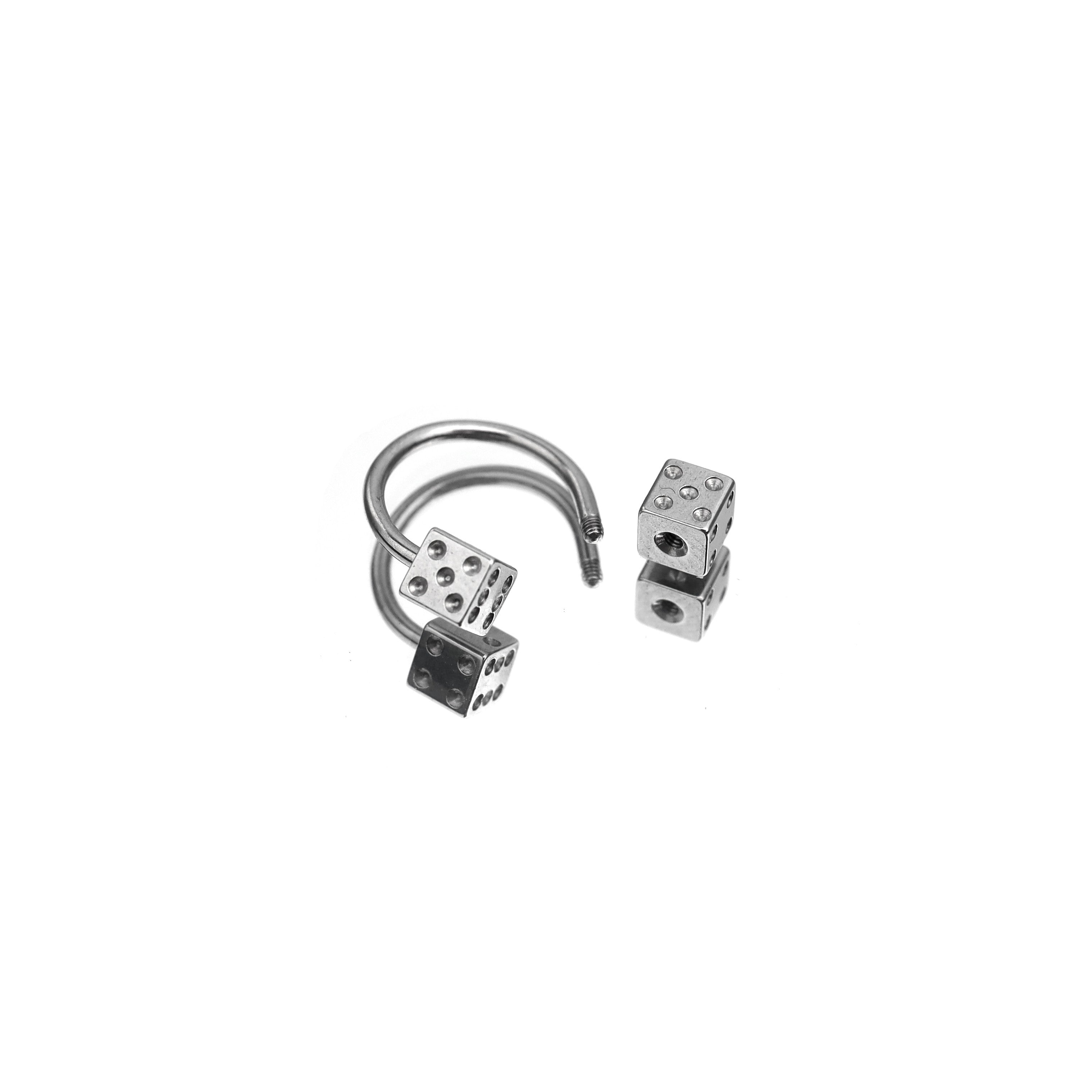 Externally Threaded Dice Stainless Steel Horseshoe Ring - Externally Threaded Dice Stainless Steel Horseshoe Ring - 8mm by CRUXJEWELRY