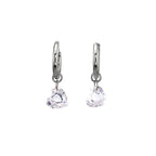 Rainbow Heart CZ Pendant Stainless steel Earrings - Rainbow Heart CZ Pendant Stainless steel Earrings - White / Set by CRUXJEWELRY