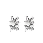 Butterfly Dangle CZ Stainless Steel Ear Studs - Butterfly Dangle CZ Stainless Steel Ear Studs - Set / 6mm by CRUXJEWELRY