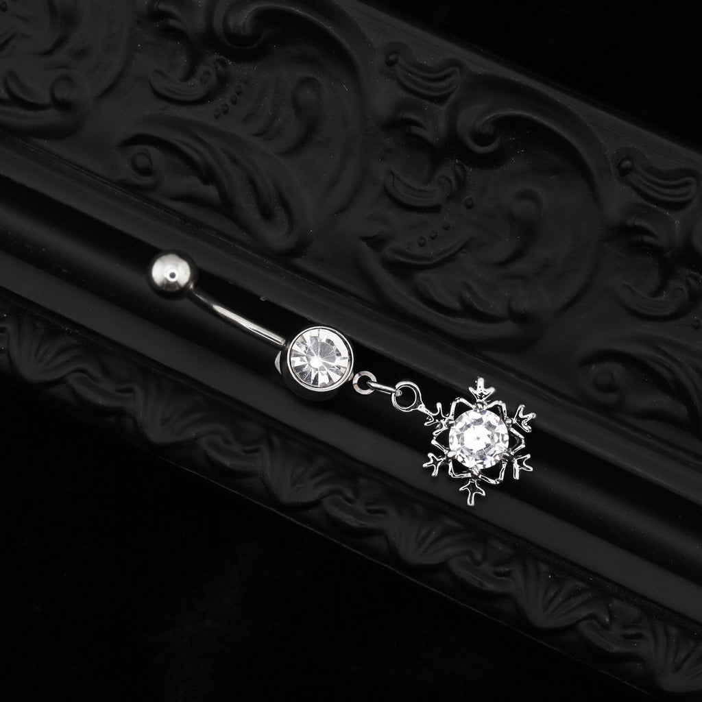 Snowflake CZ Dangle stainless steel Belly Ring - Snowflake CZ Dangle stainless steel Belly Ring - Default Title by CRUXJEWELRY