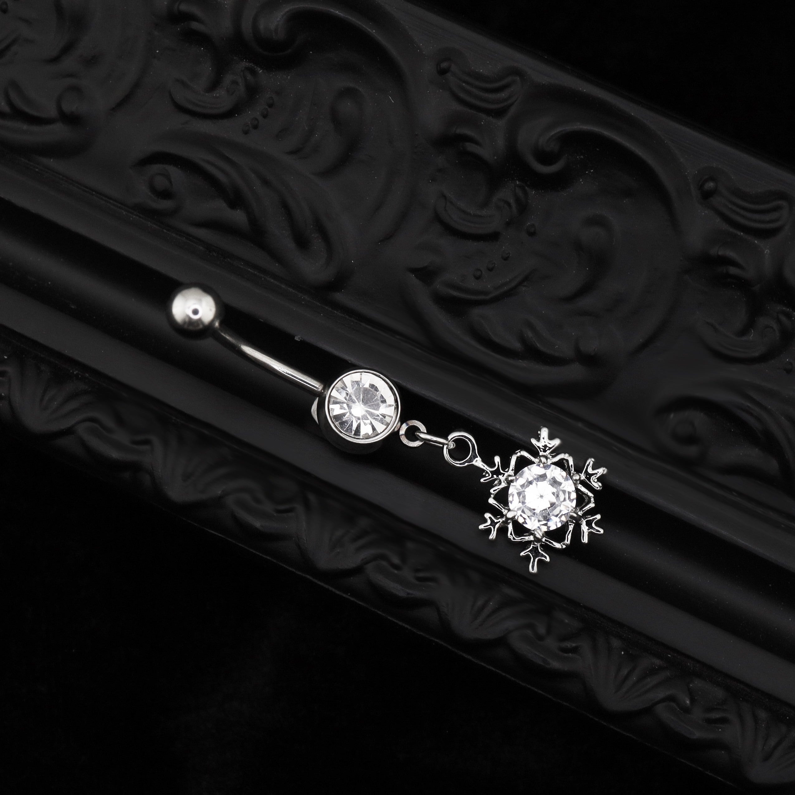 Snowflake CZ Dangle stainless steel Belly Ring - Snowflake CZ Dangle stainless steel Belly Ring - Default Title by CRUXJEWELRY