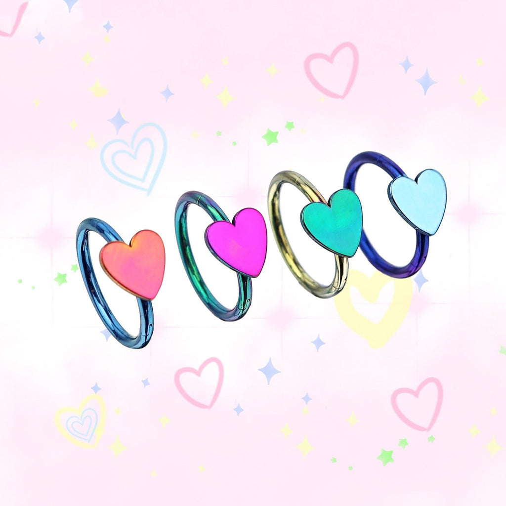 16G Titanium Heart Clicker Ring - 16G Titanium Heart Clicker Ring - Sliver / 8mm by CRUXJEWELRY