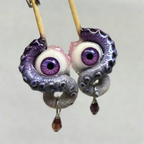 Cthulhu Eye – Pupil Detail Octopus Tentacle Earrings in Sky & Teal Blue