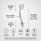 Colorful Heart Spike Titanium Rook Jewelry