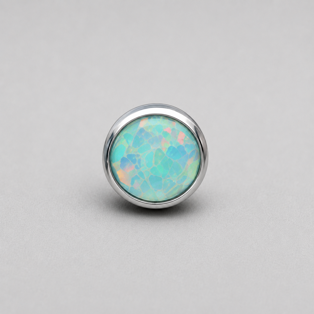 Titanium Fire Opal Bezel Piercing Top