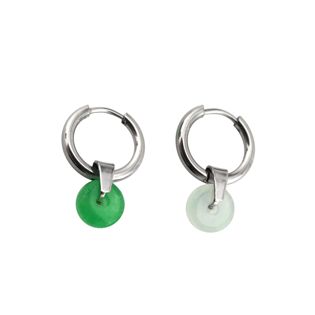 Eastern Aesthetics - White & Green Pendant Jade Earrings - Eastern Aesthetics - White & Green Pendant Jade Earrings - Set by CRUXJEWELRY