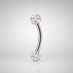 ASTM F136 Titanium Full CZ Curved Barbell | Eyebrow & Rook