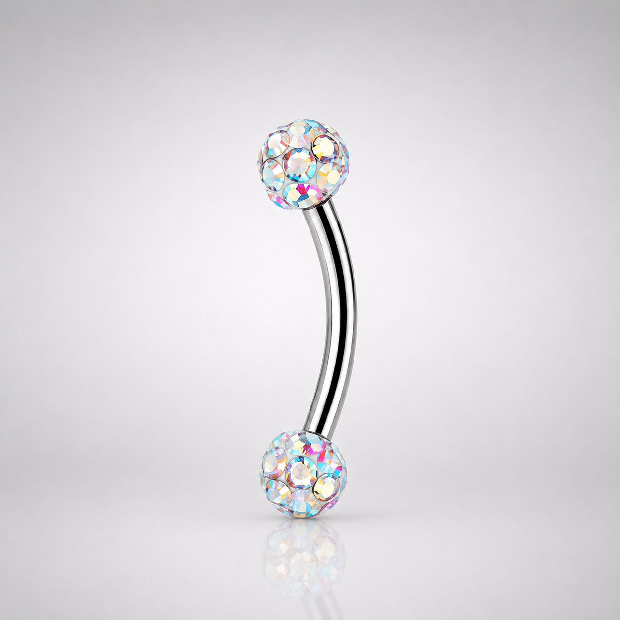 ASTM F136 Titanium Full CZ Curved Barbell | Eyebrow & Rook