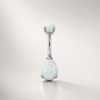 Teardrop Double Opal Titanium Belly Ring