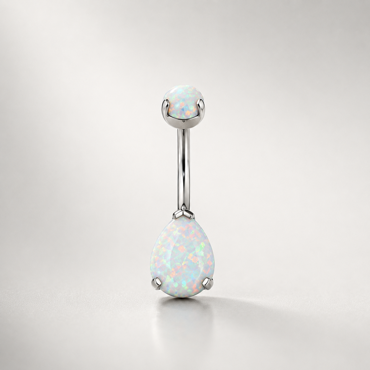 Teardrop Double Opal Titanium Belly Ring