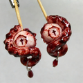 Blood Moon Cthulhu Eye – Crimson Tentacle Earrings with Cross Vertical Pupil