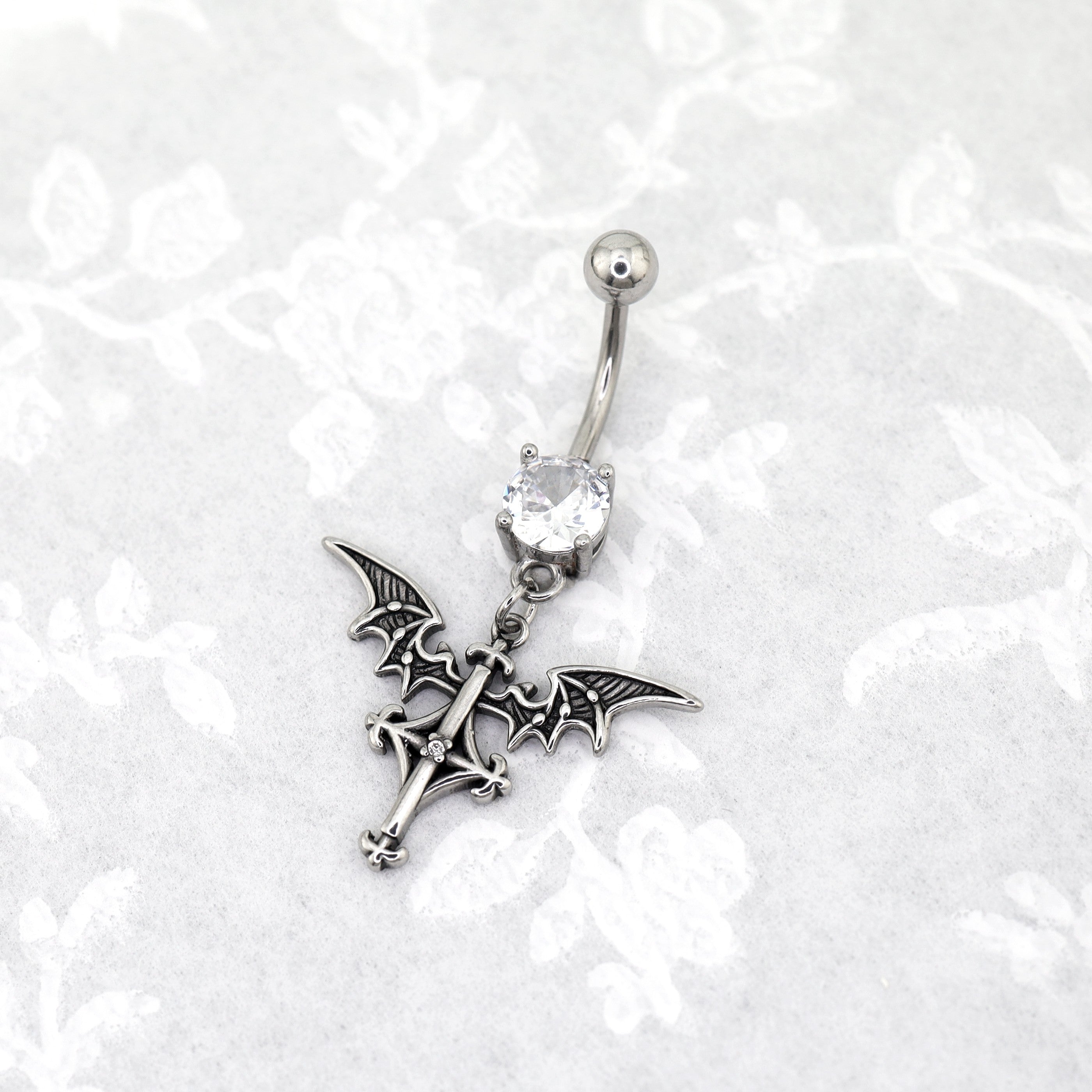 Bat Wing Dangle stainless steel Belly Ring - Bat Wing Dangle stainless steel Belly Ring - Default Title by CRUXJEWELRY