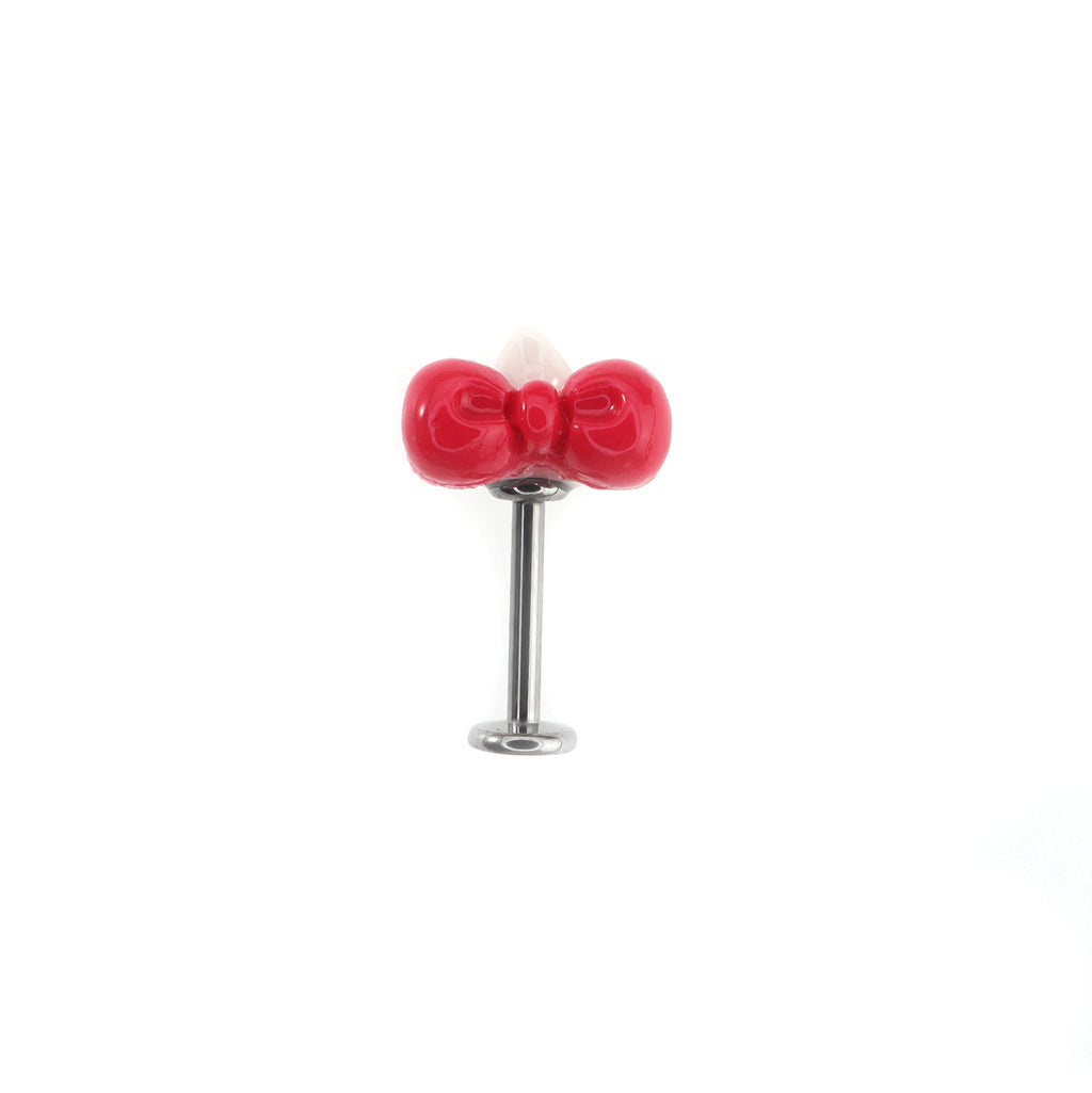 Paws & Purrs - Cute Kitty Bow Titanium Helix Studs - Paws & Purrs - Cute Kitty Bow Titanium Helix Studs - Bowkont / 6mm by CRUXJEWELRY