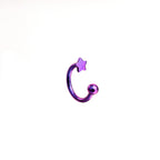 16G Star Titanium Internally Threaded Horseshoe Ring - 16G Star Titanium Internally Threaded Horseshoe Ring - Purple / 6 mm by CRUXJEWELRY