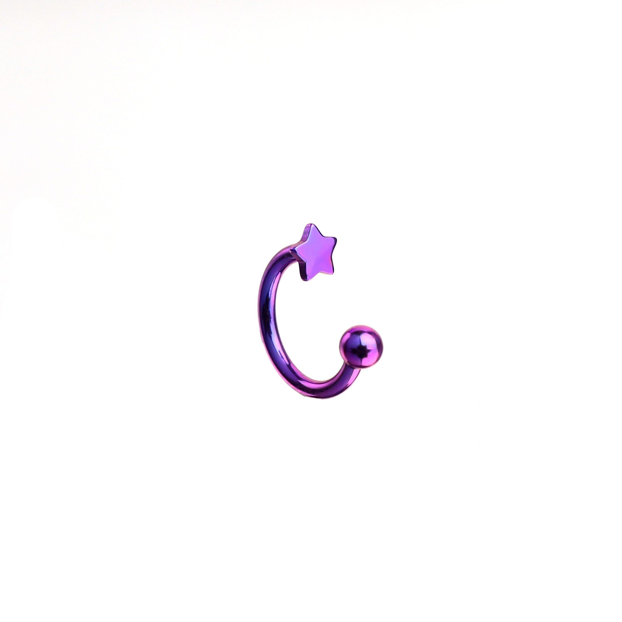 16G Star Titanium Internally Threaded Horseshoe Ring - 16G Star Titanium Internally Threaded Horseshoe Ring - Purple / 6 mm by CRUXJEWELRY