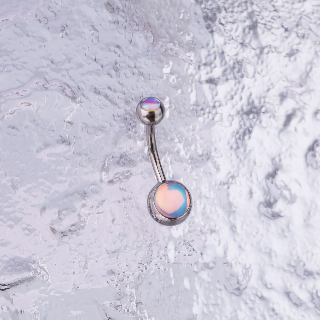 Colorful Epoxy Resin Stainless steel Belly Ring - Colorful Epoxy Resin Stainless steel Belly Ring - Sky Blue by CRUXJEWELRY