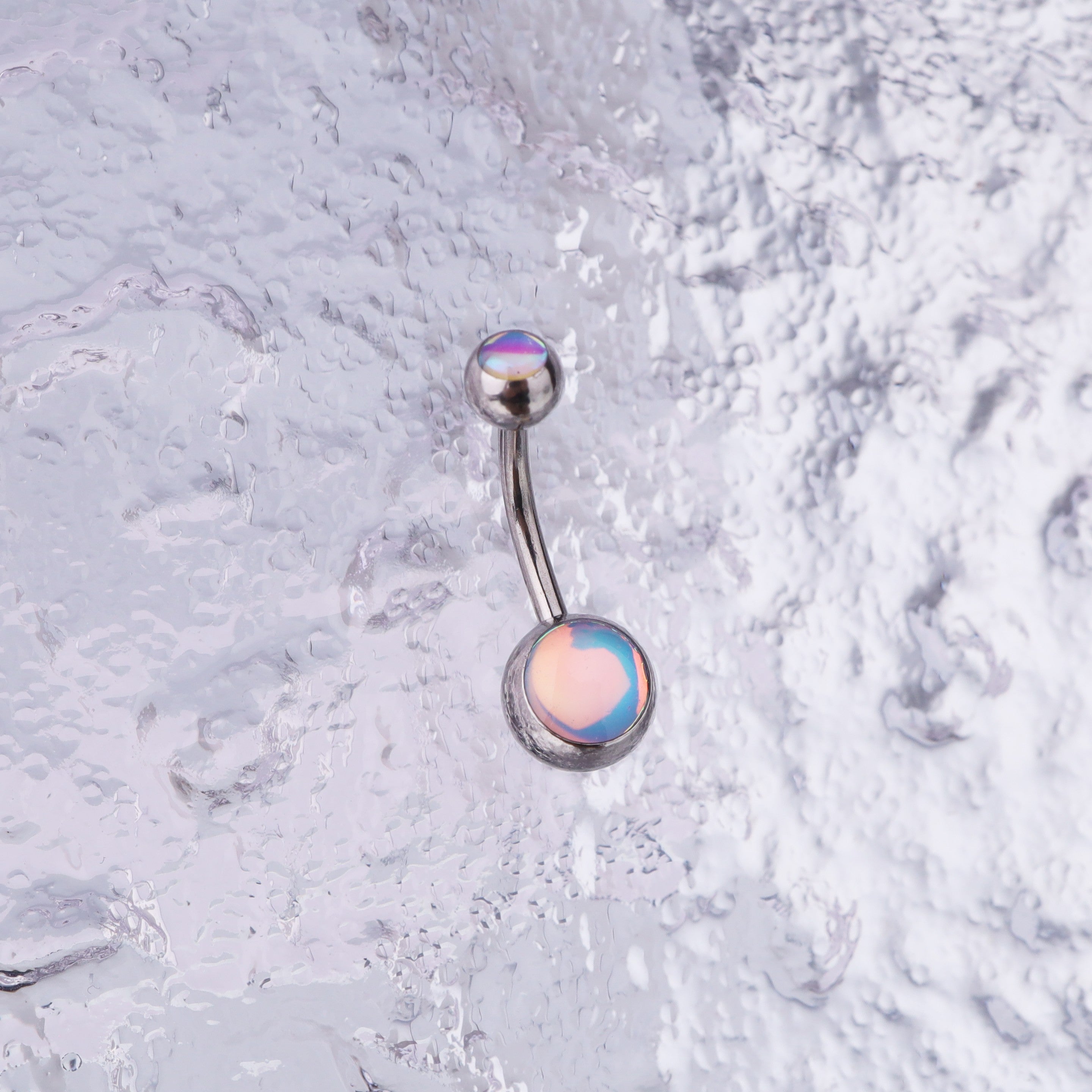 Colorful Epoxy Resin Stainless steel Belly Ring - Colorful Epoxy Resin Stainless steel Belly Ring - Sky Blue by CRUXJEWELRY