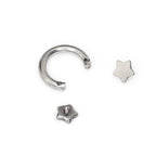 Rainbow Star Shaped Titanium Horseshoe Ring - Rainbow Star Shaped Titanium Horseshoe Ring - Sliver / 6mm by CRUXJEWELRY