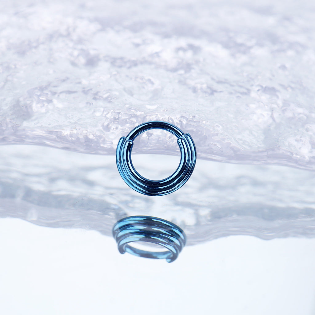 Three Row Triple Segment Septum Ring - Three Row Triple Segment Septum Ring - Blue / 8 mm by CRUXJEWELRY