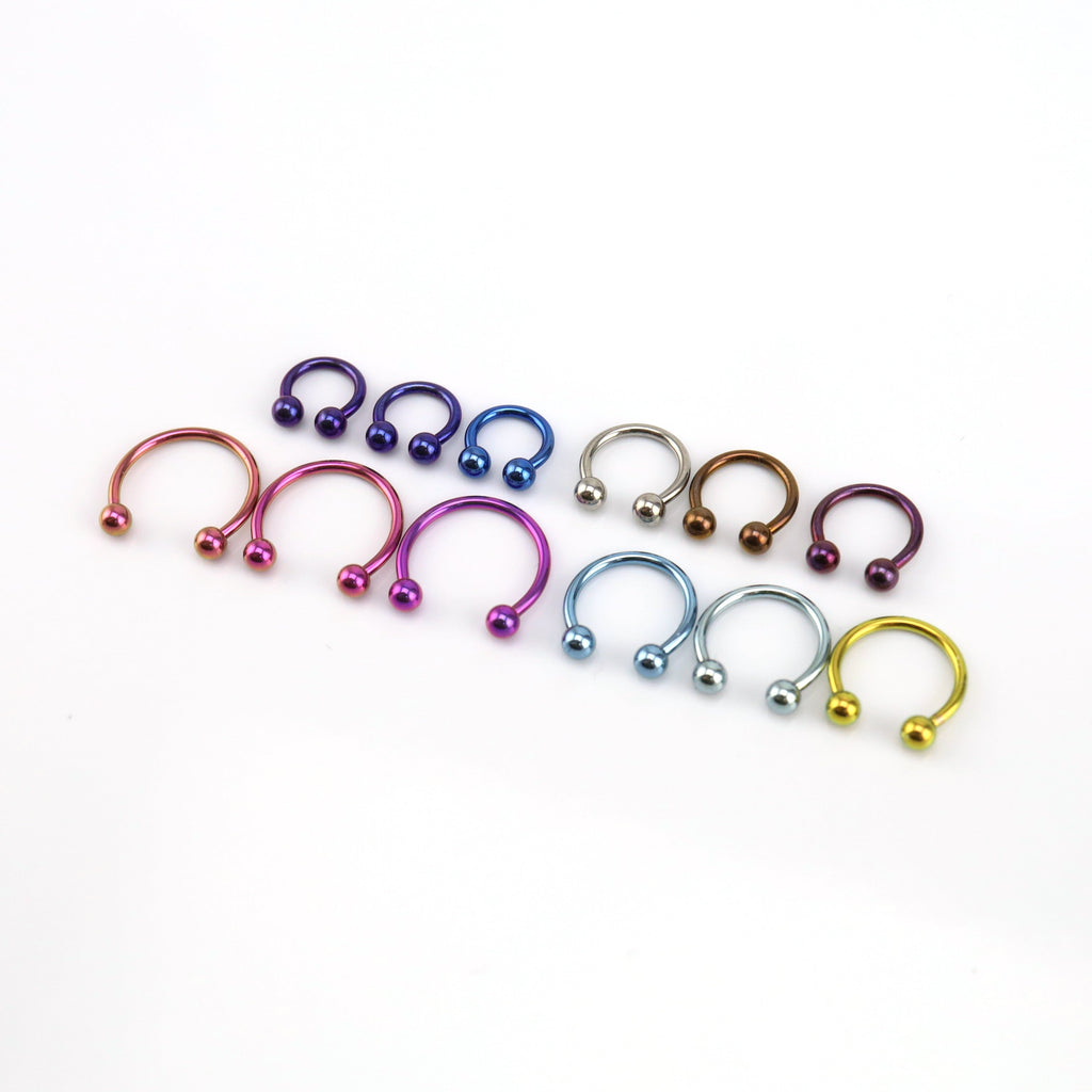 Classic Externally Threaded Titanium Horseshoe ring - Classic Externally Threaded Titanium Horseshoe ring - Deep Blue / 3 mm by CRUXJEWELRY