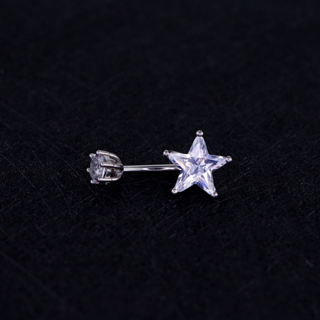 Pentagram CZ S925 Sterling Silver Belly Ring - Pentagram CZ S925 Sterling Silver Belly Ring - 6 mm by CRUXJEWELRY