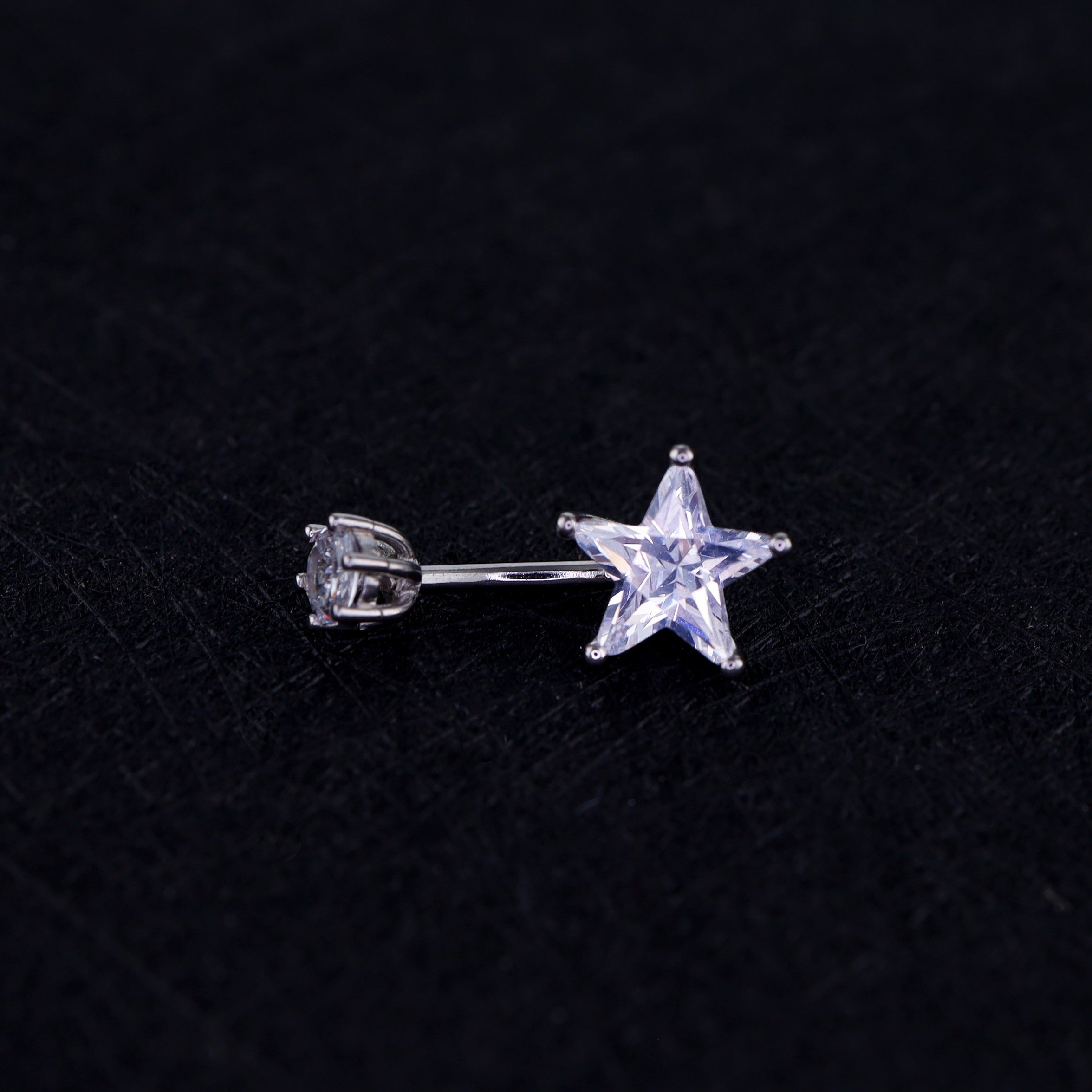 Pentagram CZ S925 Sterling Silver Belly Ring - Pentagram CZ S925 Sterling Silver Belly Ring - 6 mm by CRUXJEWELRY