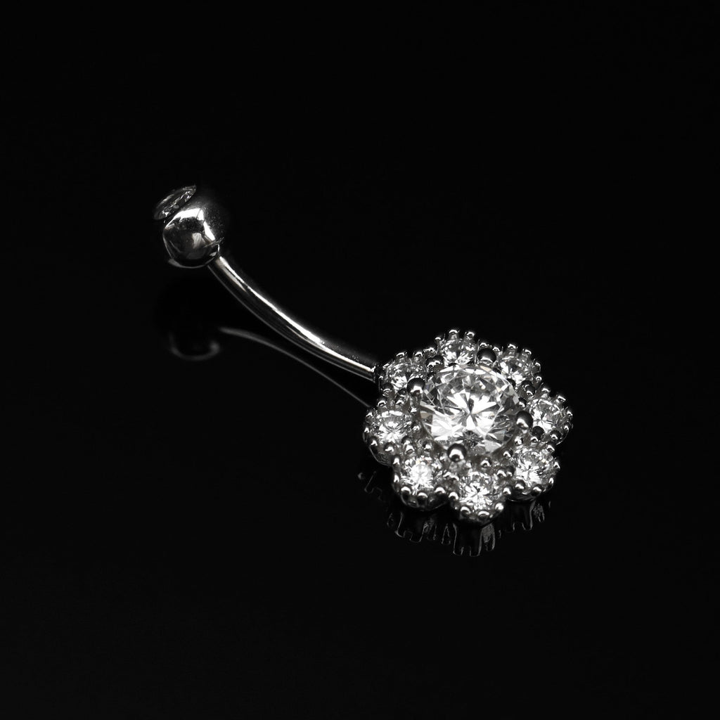 Lotus Gemstone S925 Sterling Silver Belly Ring - Lotus Gemstone S925 Sterling Silver Belly Ring - 6 mm by CRUXJEWELRY