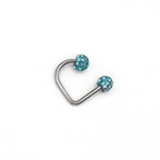 Full CZ Stainless Steel U-Ring - Full CZ Stainless Steel U-Ring - Light Blue / 8mm by CRUXJEWELRY