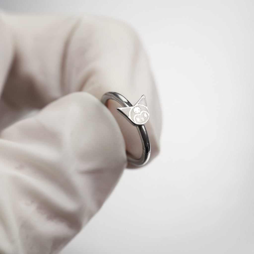 Paws & Purrs - Kuromi Stainless Steel Segment Hoop - Paws & Purrs - Kuromi Stainless Steel Segment Hoop - 8mm by CRUXJEWELRY