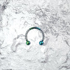16G CZ Titanium Horseshoe Ring - 16G CZ Titanium Horseshoe Ring - Blue-Green Gradient / 8 mm by CRUXJEWELRY