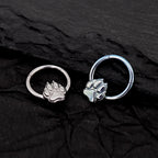 Cute Cat Paw Titanium Segment Hoop - Cute Cat Paw Titanium Segment Hoop - Sliver by CRUXJEWELRY
