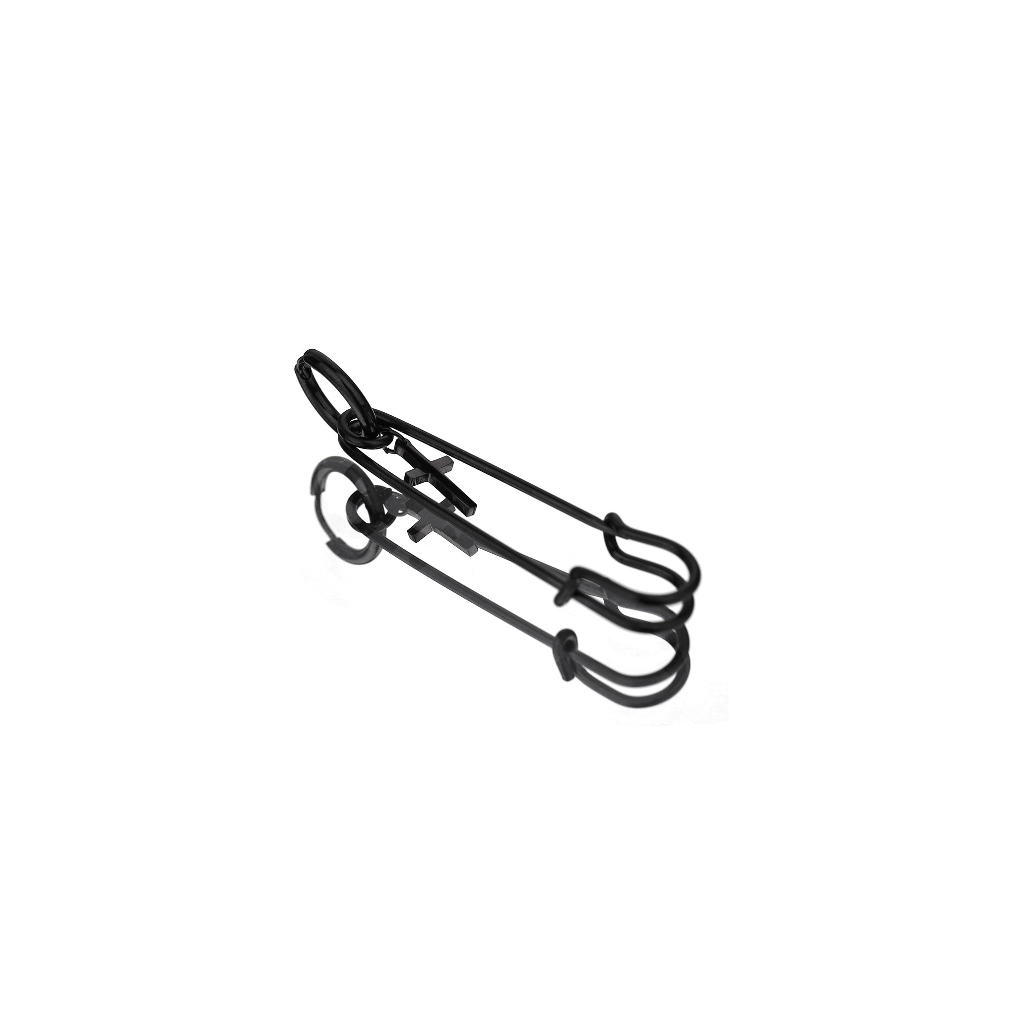 Safety Pin Cross Pendant Stainless Steel Earrings - Safety Pin Cross Pendant Stainless Steel Earrings - Single by CRUXJEWELRY