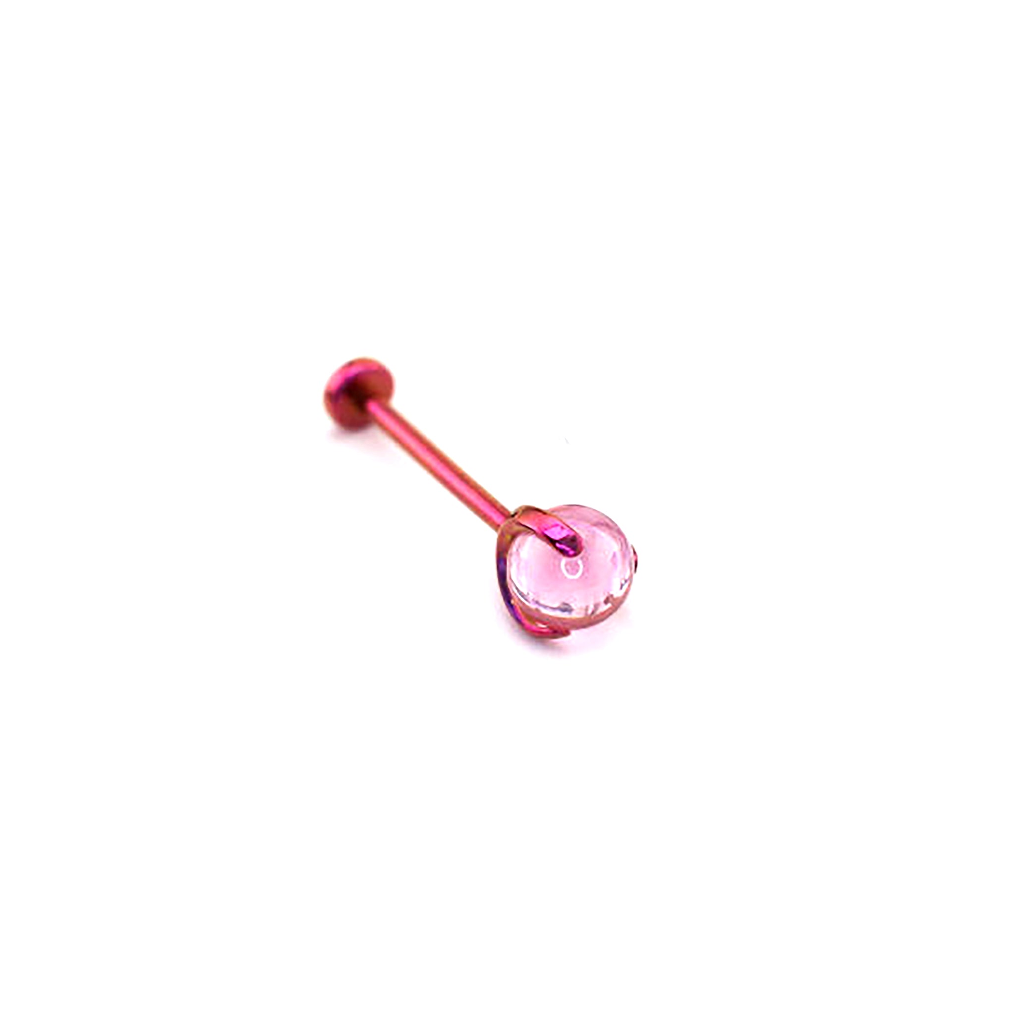 Prong-Set CZ Ball Threadless Titanium Nose Stud - Prong-Set CZ Ball Threadless Titanium Nose Stud - Light Pink / 4mm / 6mm by CRUXJEWELRY