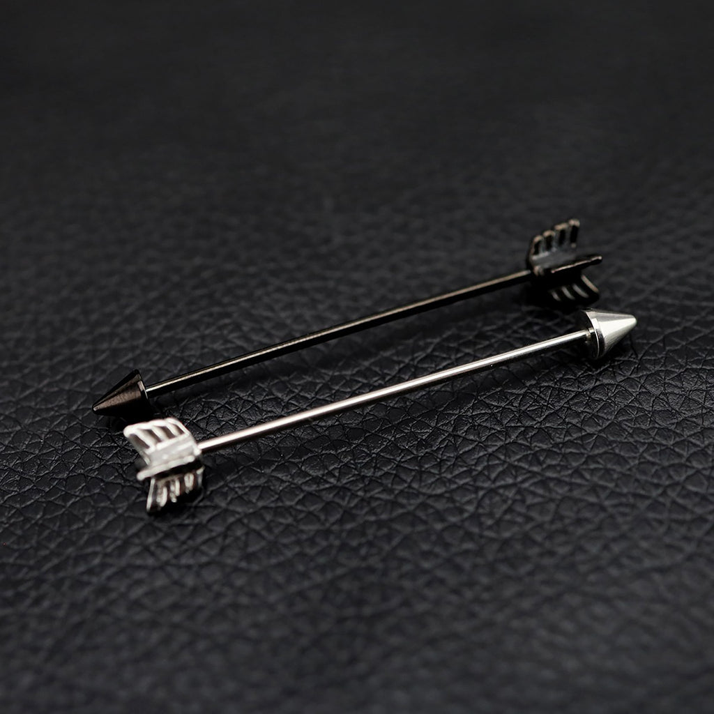 Arrow External Thread Stainless Steel Industrial Barbell - Arrow External Thread Stainless Steel Industrial Barbell - Black by CRUXJEWELRY