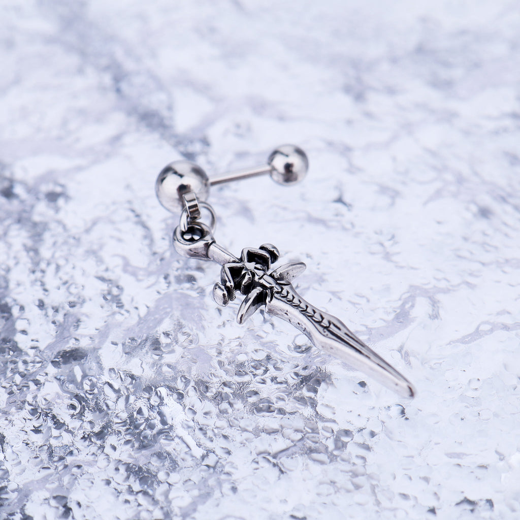 Sliver Dagger Pendant Stainless Steel Ear Studs - Sliver Dagger Pendant Stainless Steel Ear Studs - Single by CRUXJEWELRY