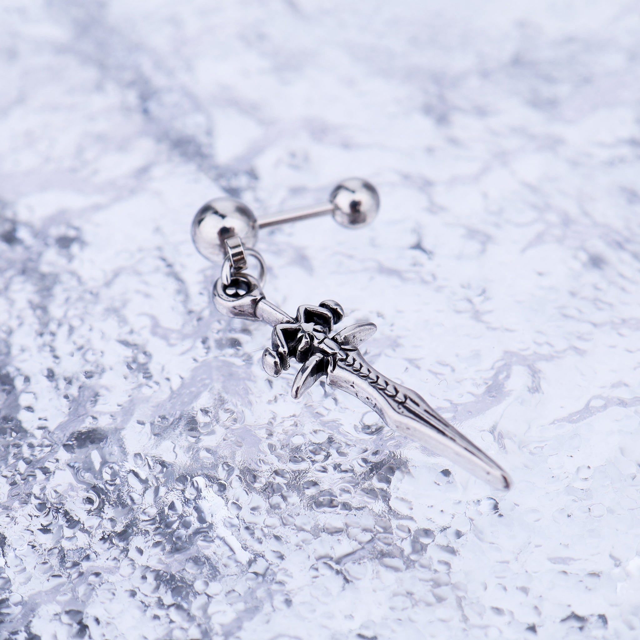Sliver Dagger Pendant Stainless Steel Ear Studs - Sliver Dagger Pendant Stainless Steel Ear Studs - Single by CRUXJEWELRY