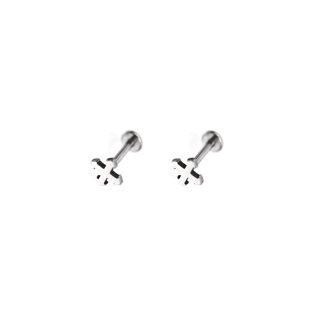 Gothic Cross Internally Threaded Stainless Steel Lip Ring - Gothic Cross Internally Threaded Stainless Steel Lip Ring - 6mm by CRUXJEWELRY