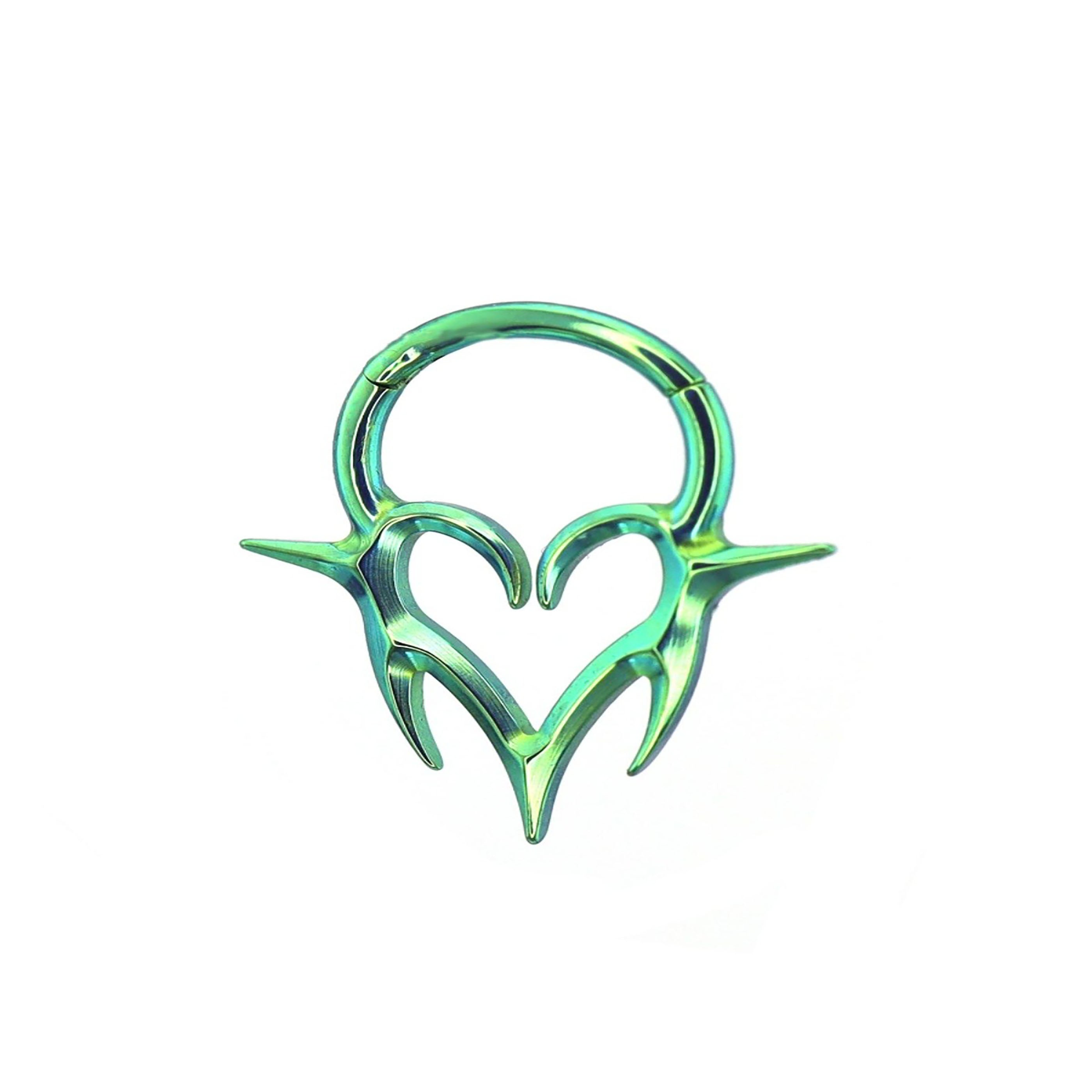 Colorful Heart-shaped Flame Segment Hoop - Colorful Heart-shaped Flame Segment Hoop - Green / 8 mm by CRUXJEWELRY