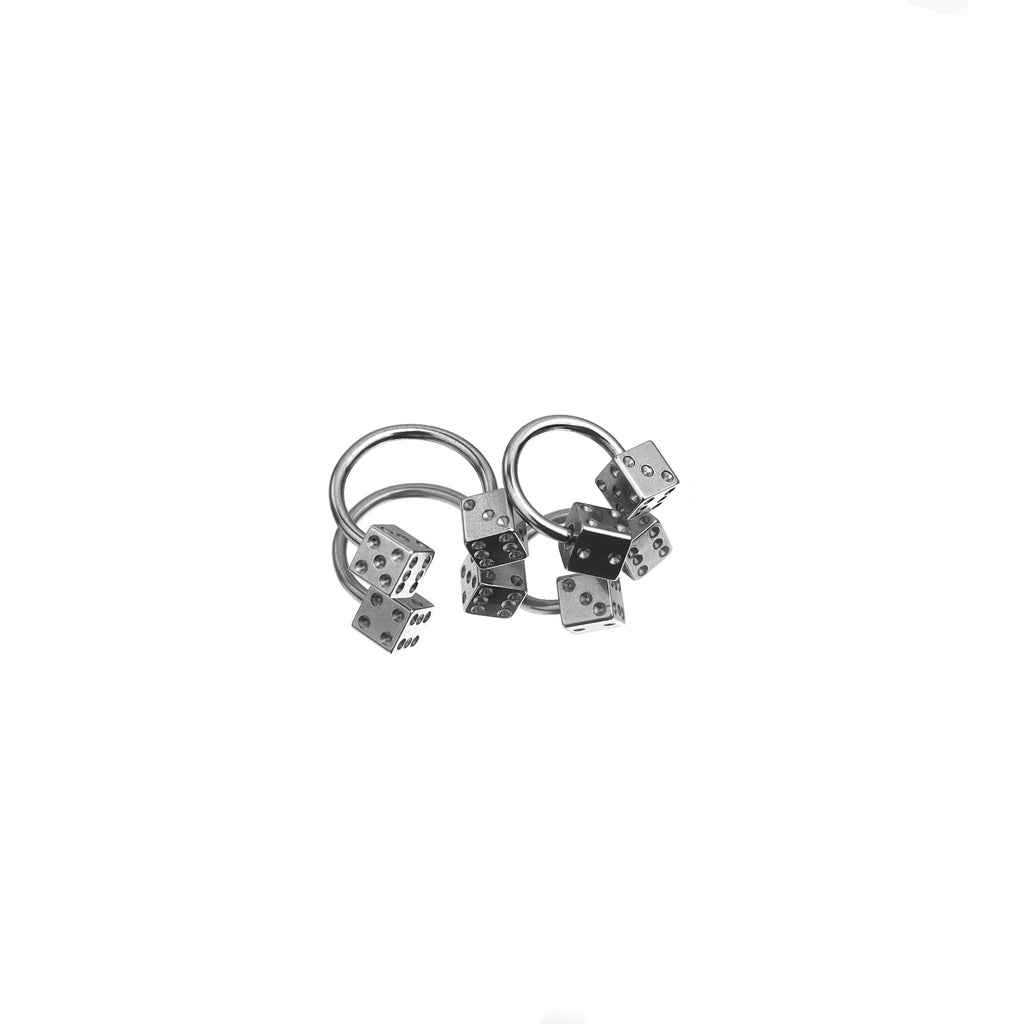 Externally Threaded Dice Stainless Steel Horseshoe Ring - Externally Threaded Dice Stainless Steel Horseshoe Ring - 8mm by CRUXJEWELRY