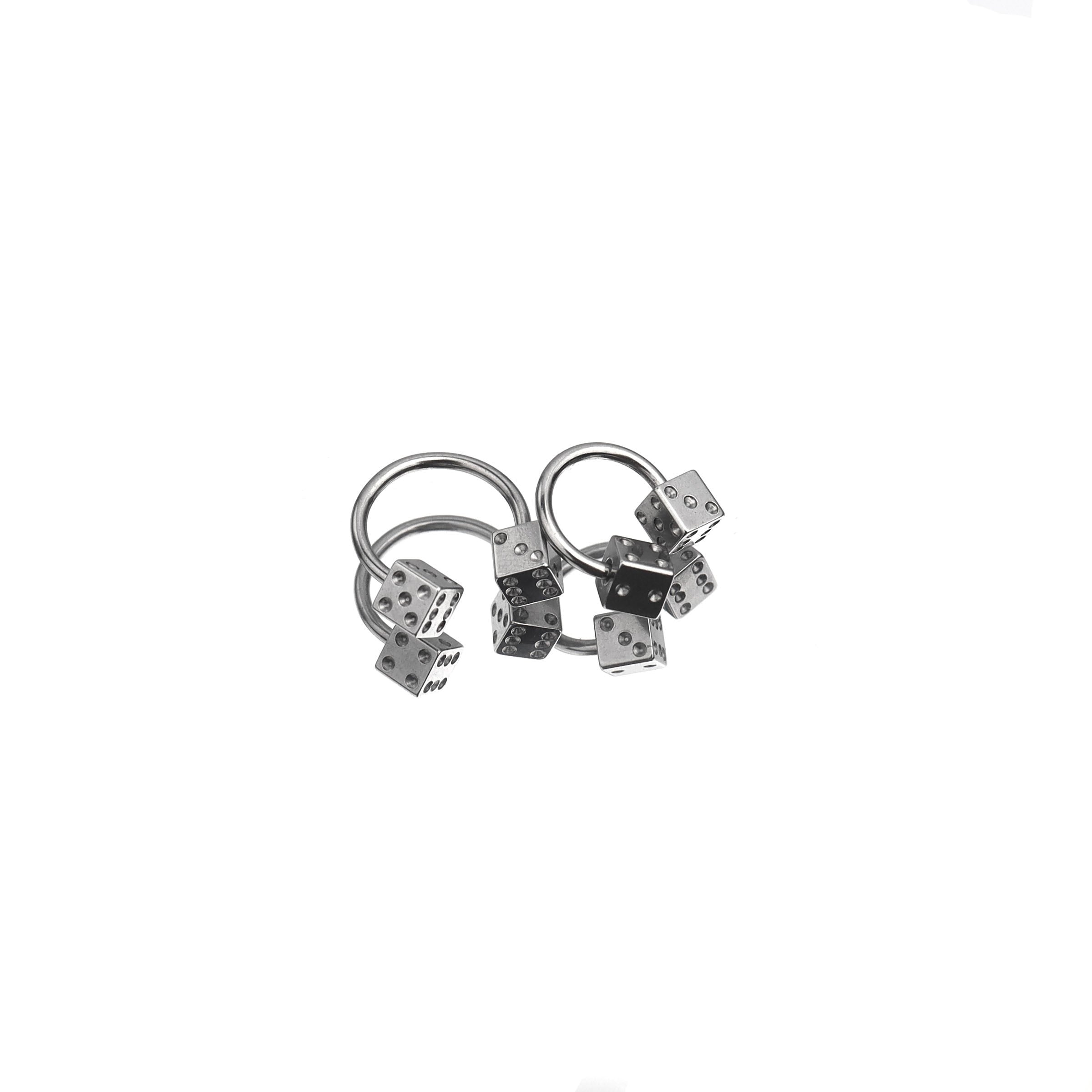 Externally Threaded Dice Stainless Steel Horseshoe Ring - Externally Threaded Dice Stainless Steel Horseshoe Ring - 8mm by CRUXJEWELRY
