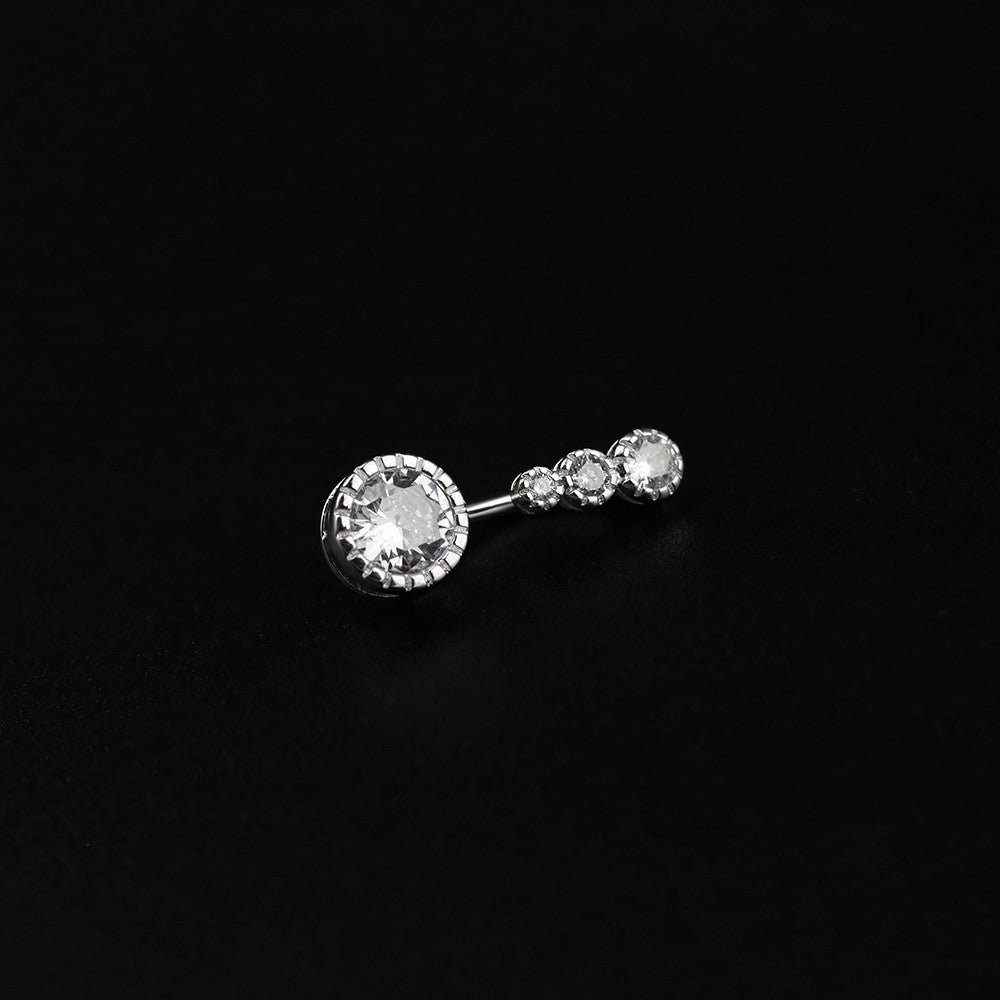 Sterling Silver Vintage Navel Ring with Four-Zirconia - Sterling Silver Vintage Navel Ring with Four-Zirconia - 6 mm by CRUXJEWELRY